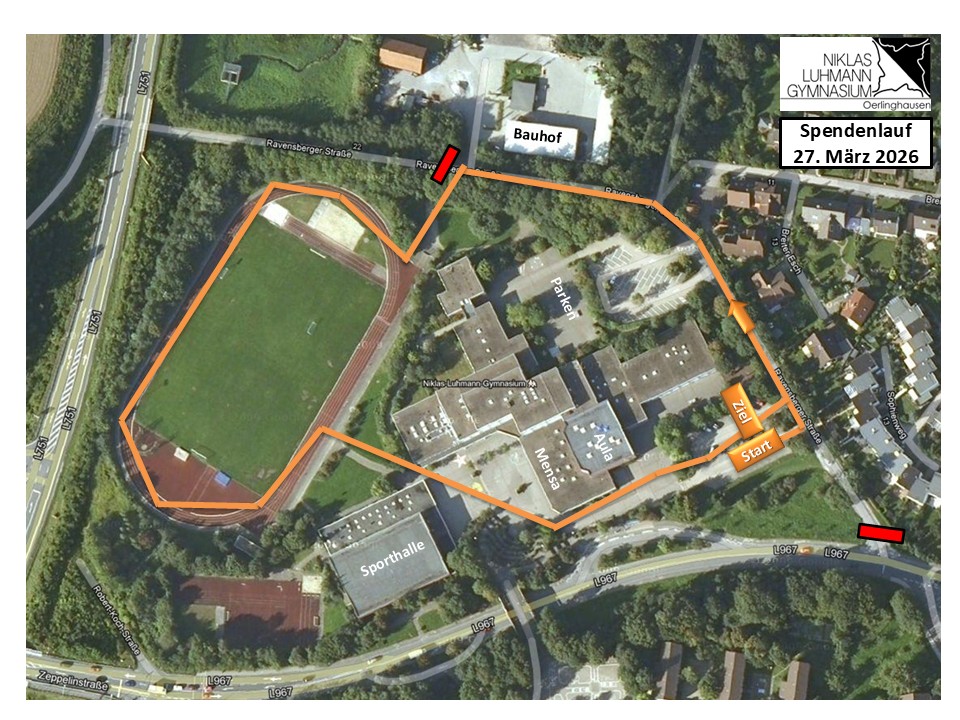Lageplan der Schule mit Spenenlaufstrecke